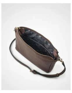 Madison Accessories Willow Zip Top Crossbody Bag in Chocolate