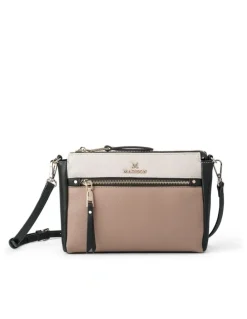 Madison Accessories Willow Zip Top Crossbody Bag in Taupe Combo