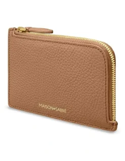 MAISON de SABRÉ Leather Zip Card Holder in Sandstone Brown