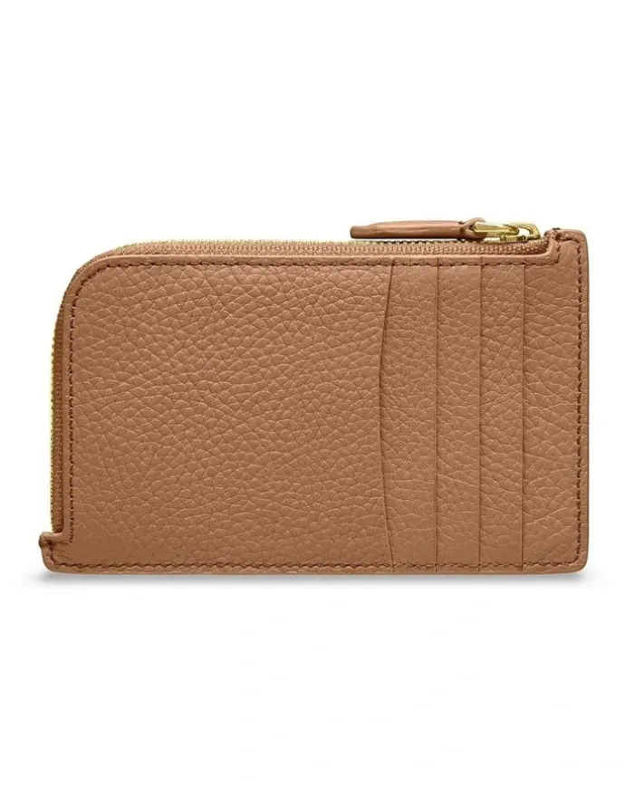 MAISON de SABRÉ Leather Zip Card Holder in Sandstone Brown