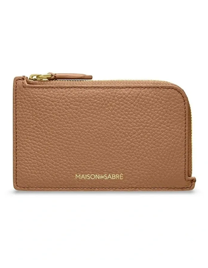 MAISON de SABRÉ Leather Zip Card Holder in Sandstone Brown