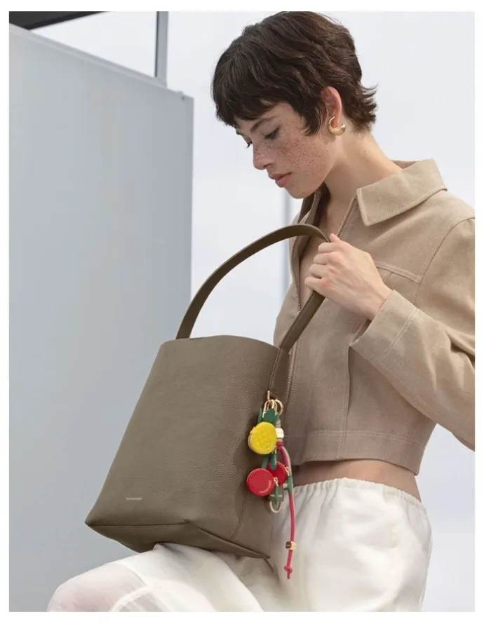 MAISON de SABRÉ The Bucket Soft Leather Tote in Cashmere Matcha