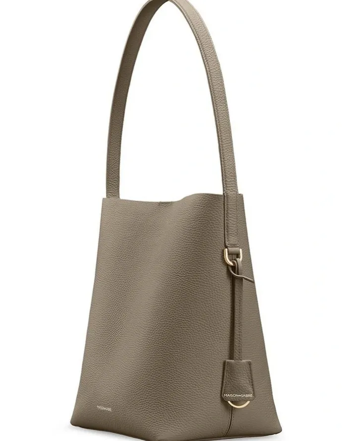 MAISON de SABRÉ The Bucket Soft Leather Tote in Cashmere Matcha