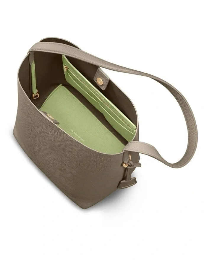 MAISON de SABRÉ The Bucket Soft Leather Tote in Cashmere Matcha
