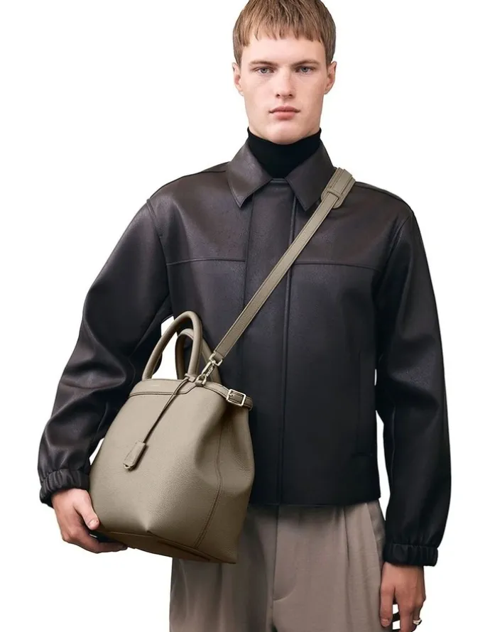 MAISON de SABRÉ The Large Palais Leather Top Handle Bag in Cashmere Clay