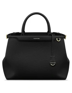 MAISON de SABRÉ The Large Palais Leather Top Handle Bag in Black Caviar