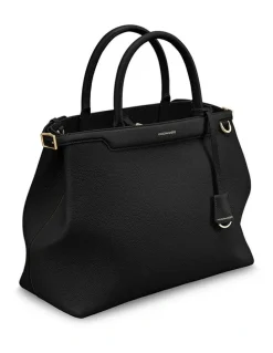 MAISON de SABRÉ The Large Palais Leather Top Handle Bag in Black Caviar