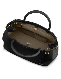MAISON de SABRÉ The Large Palais Leather Top Handle Bag in Black Caviar