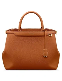 MAISON de SABRÉ The Large Palais Leather Top Handle Bag in Pecan Brown