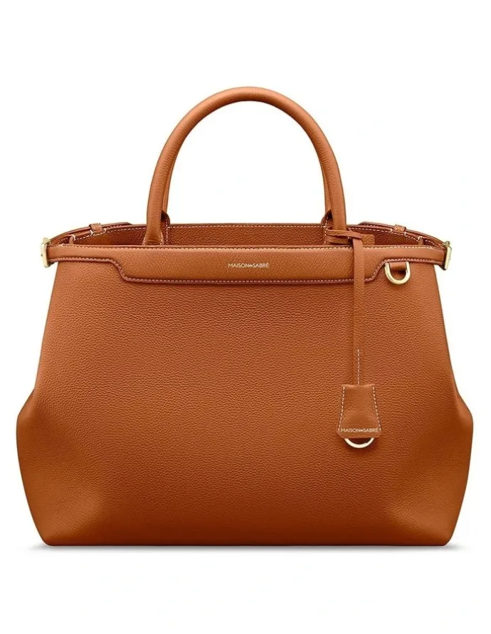MAISON de SABRÉ The Large Palais Leather Top Handle Bag in Pecan Brown