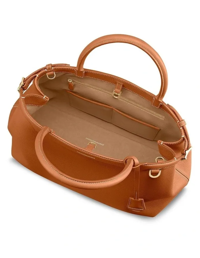 MAISON de SABRÉ The Large Palais Leather Top Handle Bag in Pecan Brown