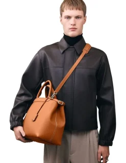MAISON de SABRÉ The Large Palais Leather Top Handle Bag in Pecan Brown