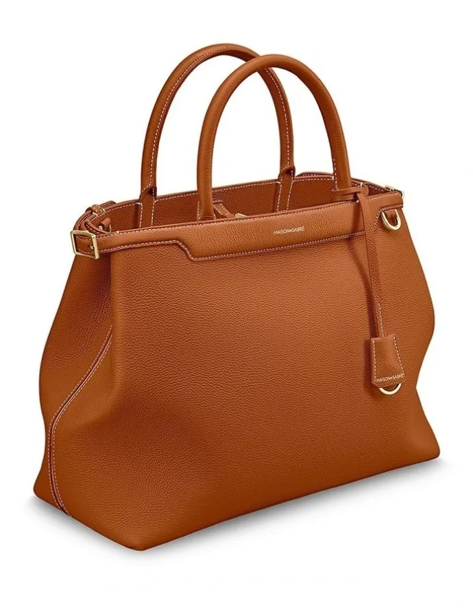 MAISON de SABRÉ The Large Palais Leather Top Handle Bag in Pecan Brown