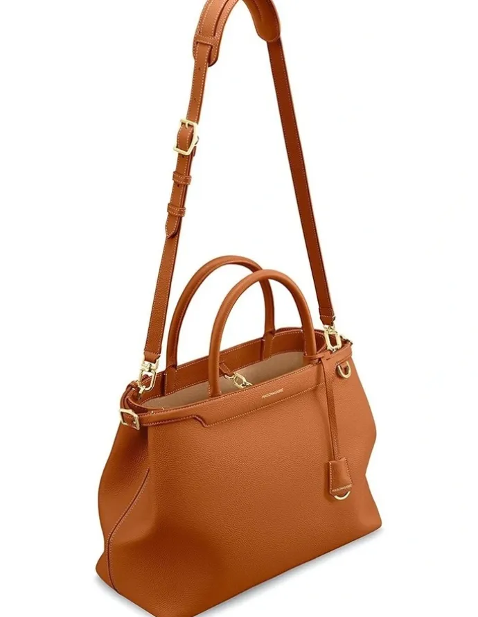 MAISON de SABRÉ The Large Palais Leather Top Handle Bag in Pecan Brown