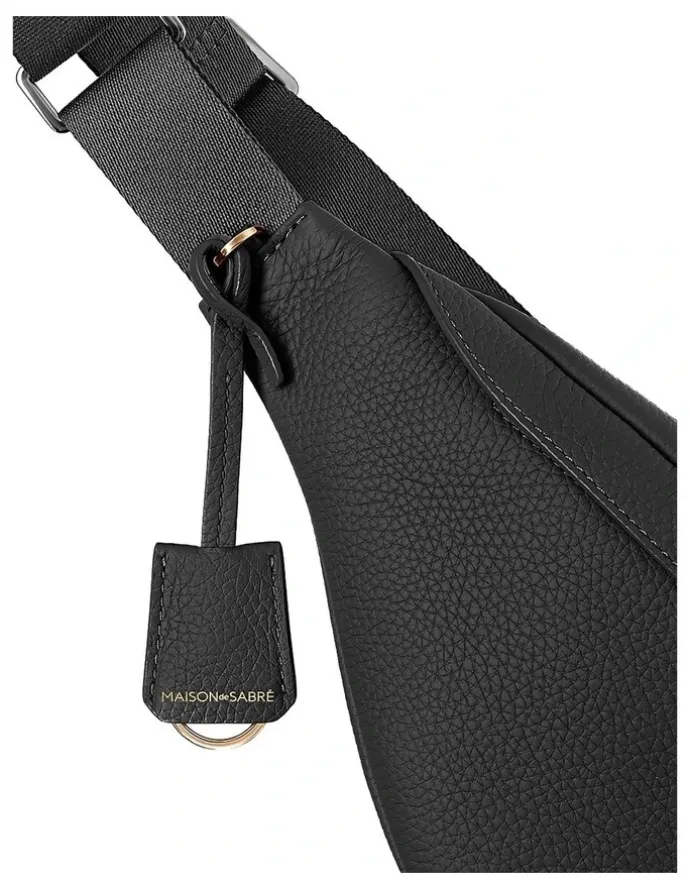 MAISON de SABRÉ The Leather Sling Bag in Black Caviar