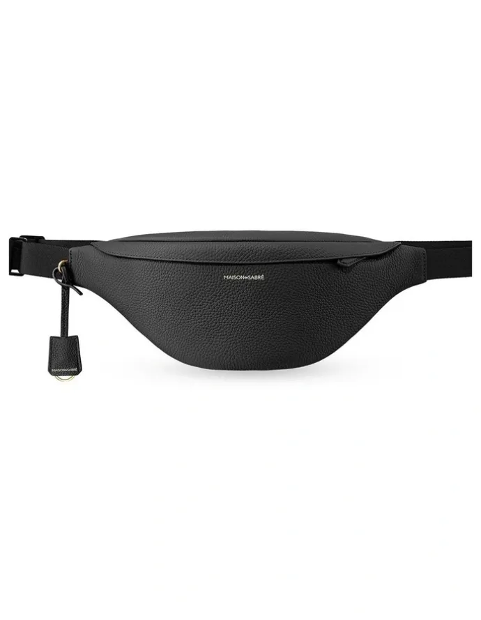 MAISON de SABRÉ The Leather Sling Bag in Black Caviar