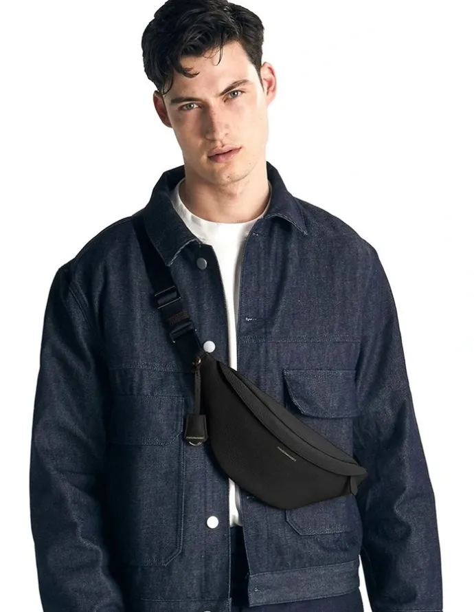 MAISON de SABRÉ The Leather Sling Bag in Black Caviar
