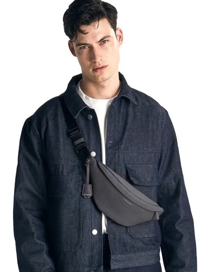 MAISON de SABRÉ The Leather Sling Bag in Graphite Grey