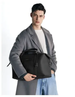 MAISON de SABRÉ The Leather Duffle Bag in Black Caviar