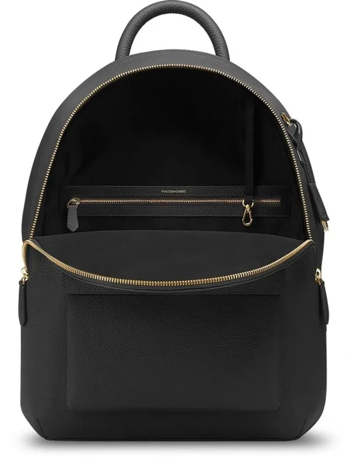 MAISON de SABRÉ The Leather Backpack in Black Caviar