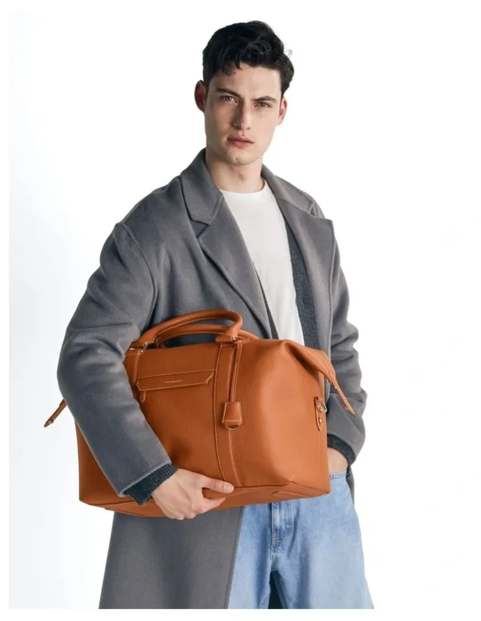 MAISON de SABRÉ The Leather Duffle Bag in Pecan Brown