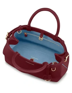 MAISON de SABRÉ The Medium Palais Leather Top Handle Bag in Plum Red