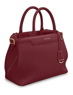 MAISON de SABRÉ The Medium Palais Leather Top Handle Bag in Plum Red
