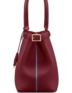 MAISON de SABRÉ The Medium Palais Leather Top Handle Bag in Plum Red