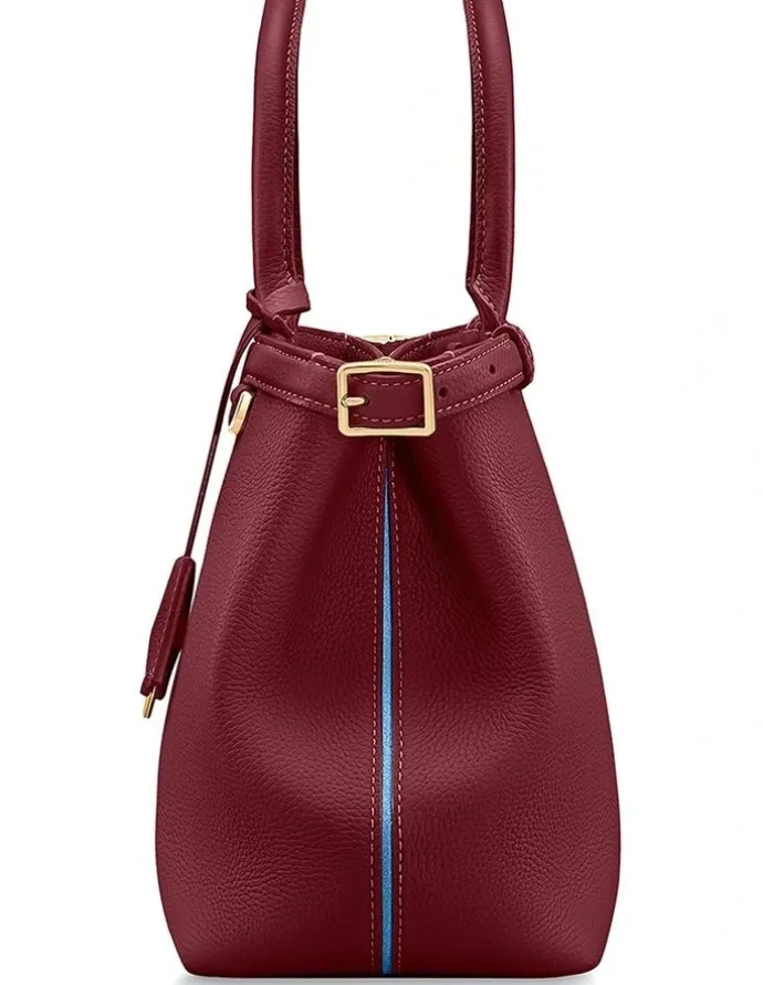 MAISON de SABRÉ The Medium Palais Leather Top Handle Bag in Plum Red