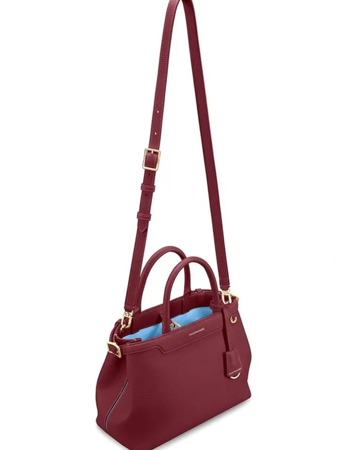MAISON de SABRÉ The Medium Palais Leather Top Handle Bag in Plum Red