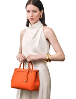 MAISON de SABRÉ The Medium Palais Leather Top Handle Bag in Manhattan Orange