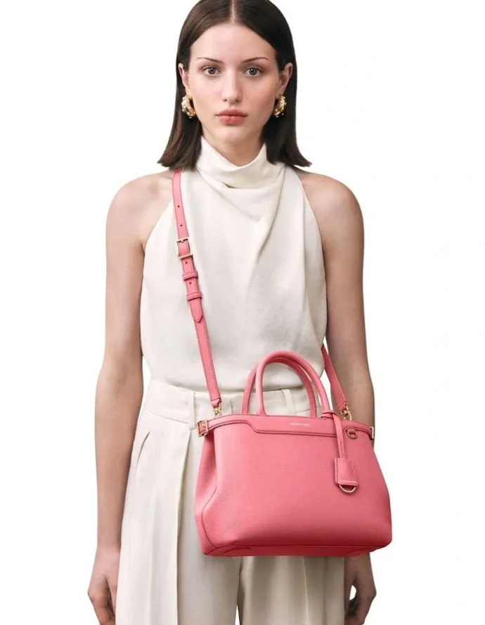 MAISON de SABRÉ The Medium Palais Leather Top Handle Bag in Candy Pink