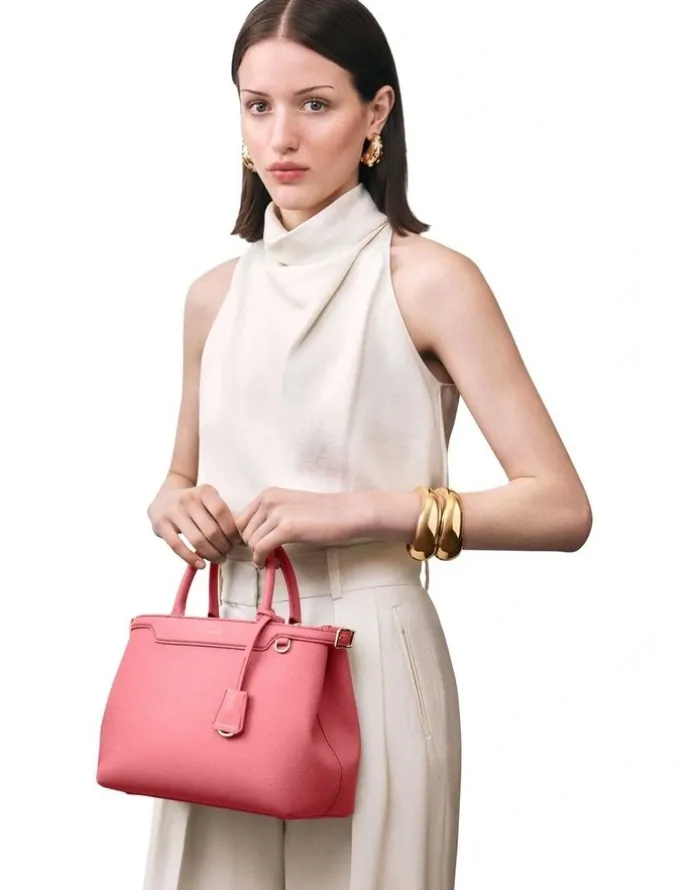 MAISON de SABRÉ The Medium Palais Leather Top Handle Bag in Candy Pink