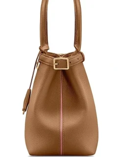 MAISON de SABRÉ The Medium Palais Leather Top Handle Bag in Sandstone Brown