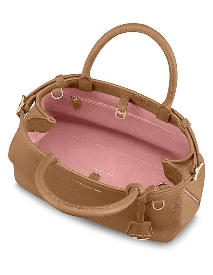 MAISON de SABRÉ The Medium Palais Leather Top Handle Bag in Sandstone Brown
