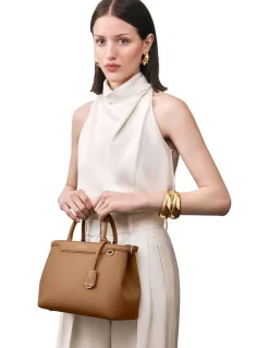 MAISON de SABRÉ The Medium Palais Leather Top Handle Bag in Sandstone Brown