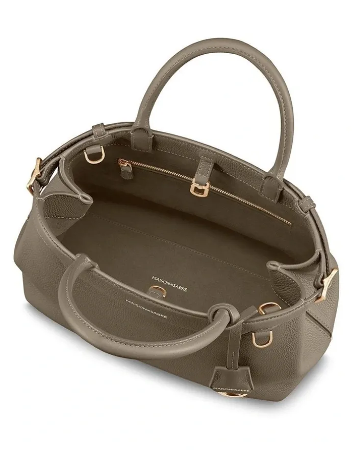MAISON de SABRÉ The Medium Palais Leather Top Handle Bag in Cashmere Clay