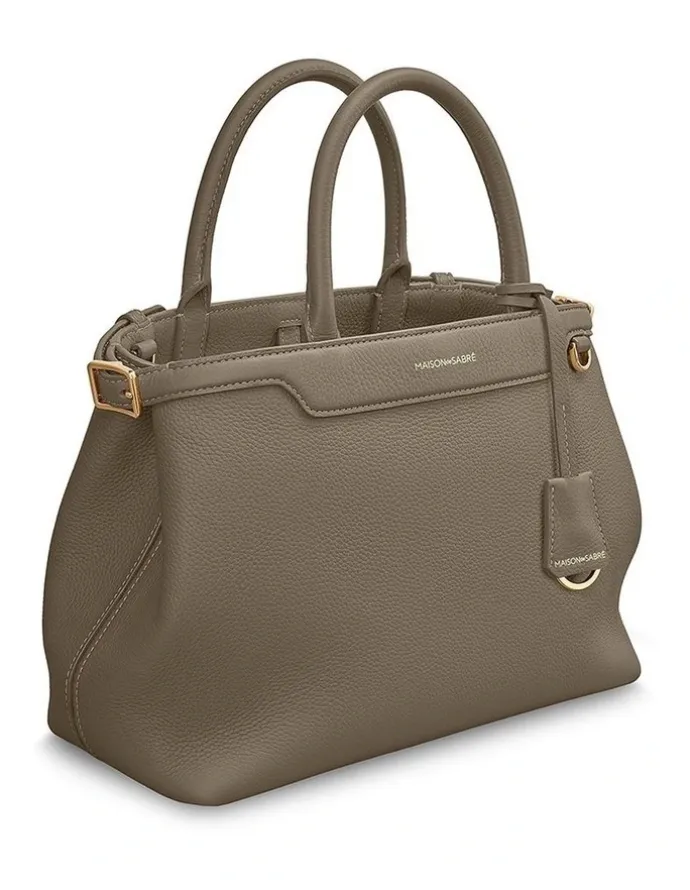 MAISON de SABRÉ The Medium Palais Leather Top Handle Bag in Cashmere Clay