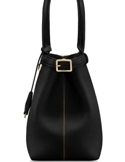 MAISON de SABRÉ The Medium Palais Leather Top Handle Bag in Black Caviar