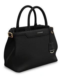 MAISON de SABRÉ The Medium Palais Leather Top Handle Bag in Black Caviar