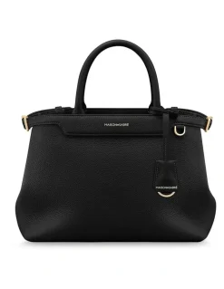 MAISON de SABRÉ The Medium Palais Leather Top Handle Bag in Black Caviar