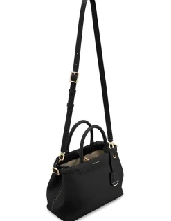 MAISON de SABRÉ The Medium Palais Leather Top Handle Bag in Black Caviar