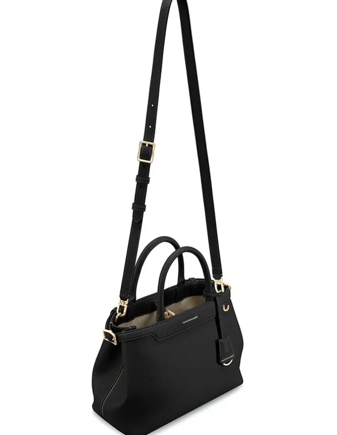 MAISON de SABRÉ The Medium Palais Leather Top Handle Bag in Black Caviar