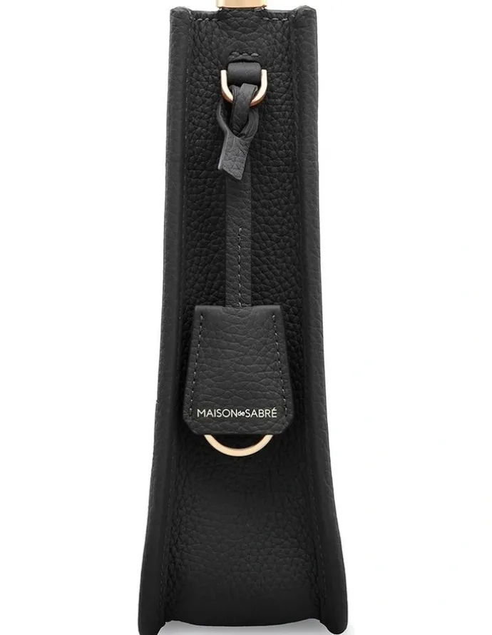 MAISON de SABRÉ The Mini Leather Saddle Bag in Black Caviar