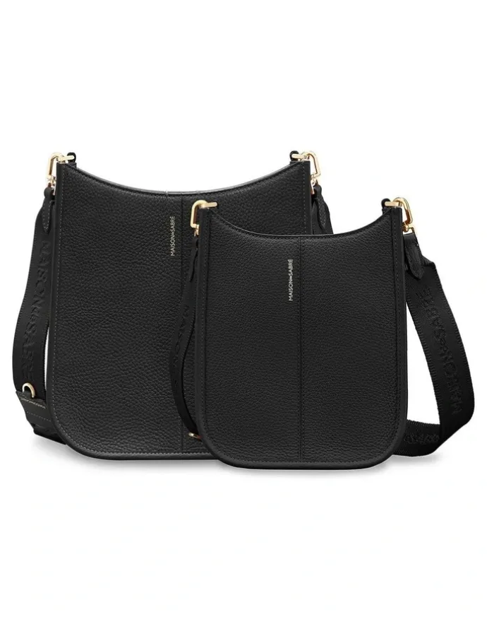 MAISON de SABRÉ The Mini Leather Saddle Bag in Black Caviar