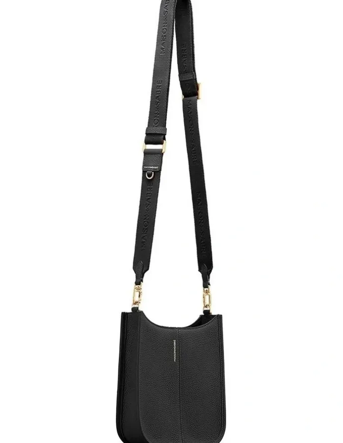 MAISON de SABRÉ The Mini Leather Saddle Bag in Black Caviar
