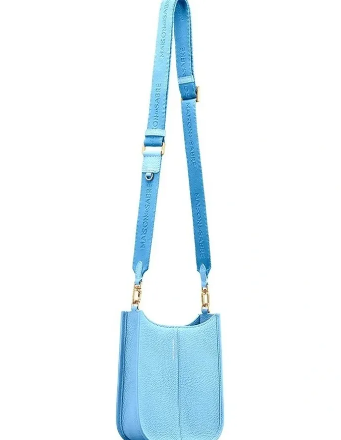 MAISON de SABRÉ The Mini Leather Saddle Bag in Sky Blue