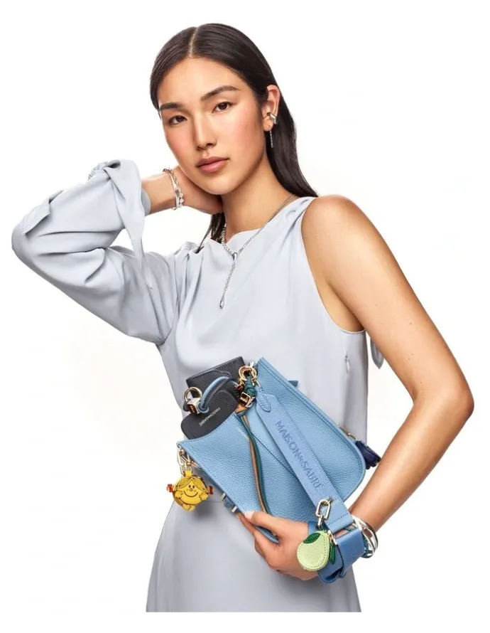 MAISON de SABRÉ The Mini Leather Saddle Bag in Sky Blue