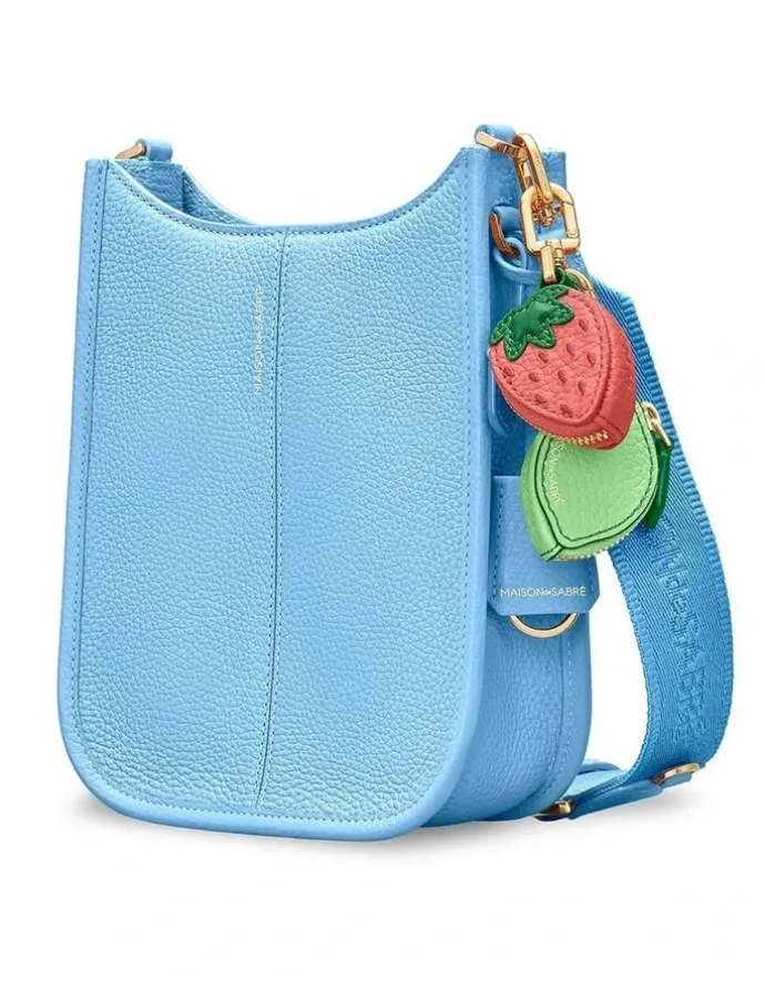 MAISON de SABRÉ The Mini Leather Saddle Bag in Sky Blue