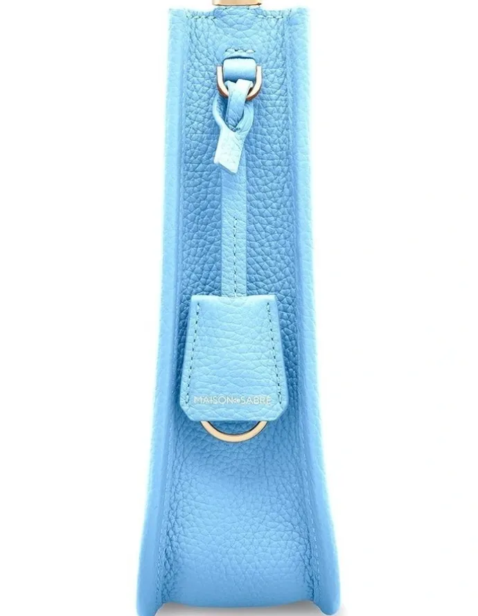 MAISON de SABRÉ The Mini Leather Saddle Bag in Sky Blue